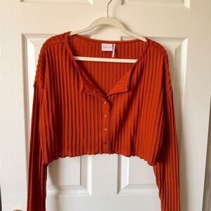 Urban Outfitters Rust Ribbed Knit Top